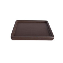 Square Ceramic Plant Saucer with Drainage, Purple Sand Tray for Indoor and Outdoor Use, Medium