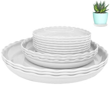 White Plastic Plant Saucers Set 6 8 10 Inch Durable Pot Drip Trays for Indoor and Outdoor Use