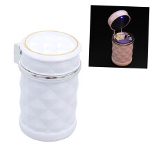 2Pcs Car Ashtray with LED Light Smokeless Odor Control NonSlip Cup Holder Fit White