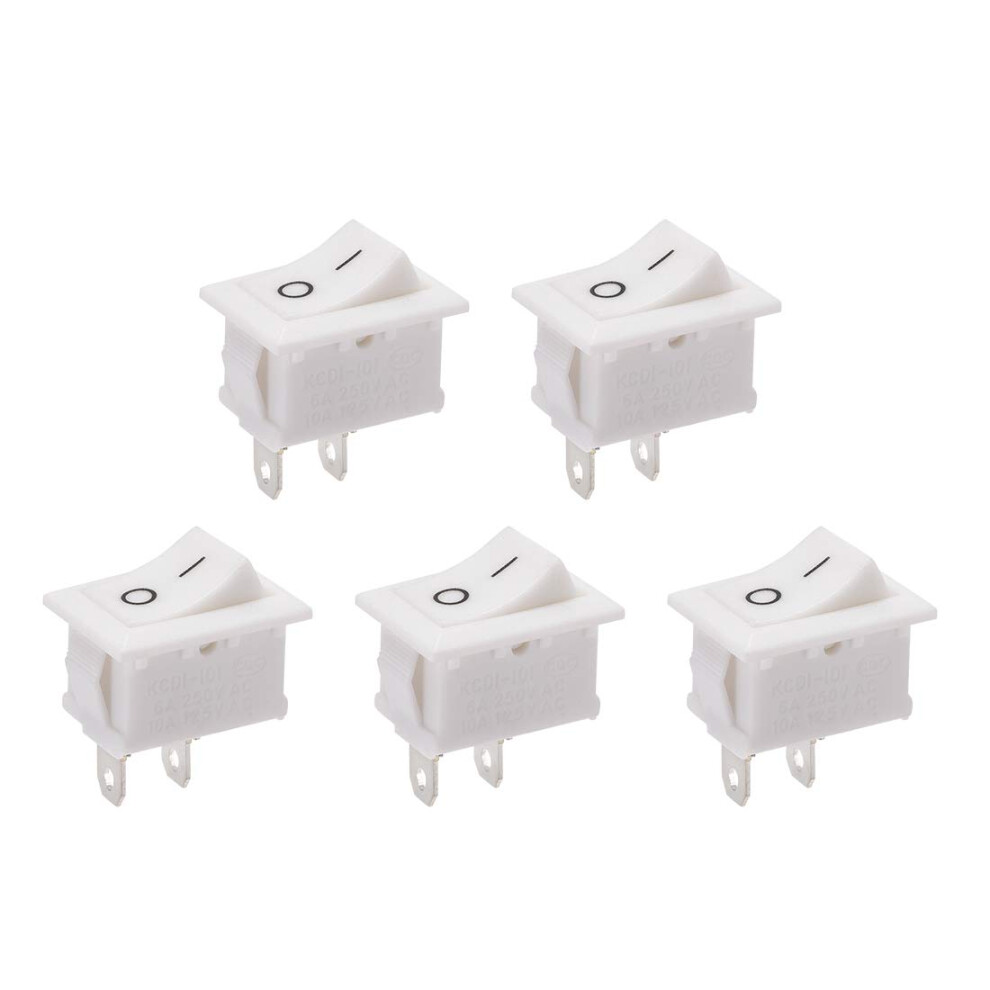 5 Pcs Spst Mini Rocker Switch 2 Pin On Off Toggle 250V 6A For Boat And Household Appliances White 9070919739156