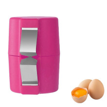 Egg Shell Opener and Hard Boiled Egg Peeler, Stainless Steel Easy Cutter with Clean Break Groove, Purple 1PC