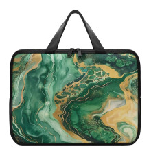 Waterproof Leather Laptop Sleeve 13 Inch with Handle Marble Print Case for Women Travel