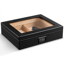 Cigar Humidor Cedar Cigar Case with Hygrometer Carbon Fiber Travel Box Moisture Lock Gift Set