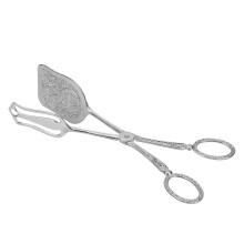 Kitchen Tongs Zinc Alloy Bread Clip with Ergonomic Comfort Grip 23cm Professional Cooking Tweezers Silver