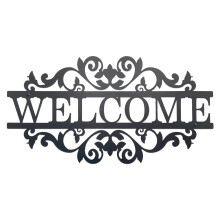 Metal Welcome Sign for Front Door Rustic Black 15 x 8 Inch Durable Metal Construction Indoor Outdoor