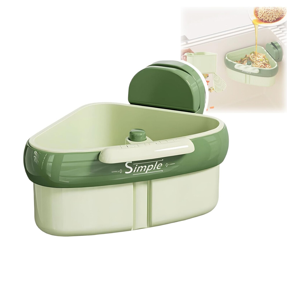 Automatic Sink Strainer Basket With Suction Cup, Corner Food Waste Catcher And Faucet Sponge Holder Green 9053599014843