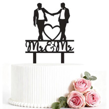 Mr and Mr Gay Wedding Cake Topper Acrylic Bride Groom Design for Elegant Party Decoration