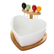 Ceramic Heart Shaped Bowl CrackResistant Dessert Salad Serving Dish for Kitchen and Parties