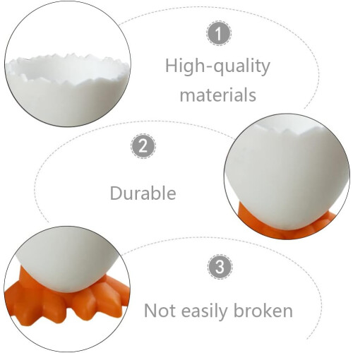 6 Pcs Cartoon Egg Cups for Soft and Hard Boiled Eggs, White Durable Holders for Breakfast 2