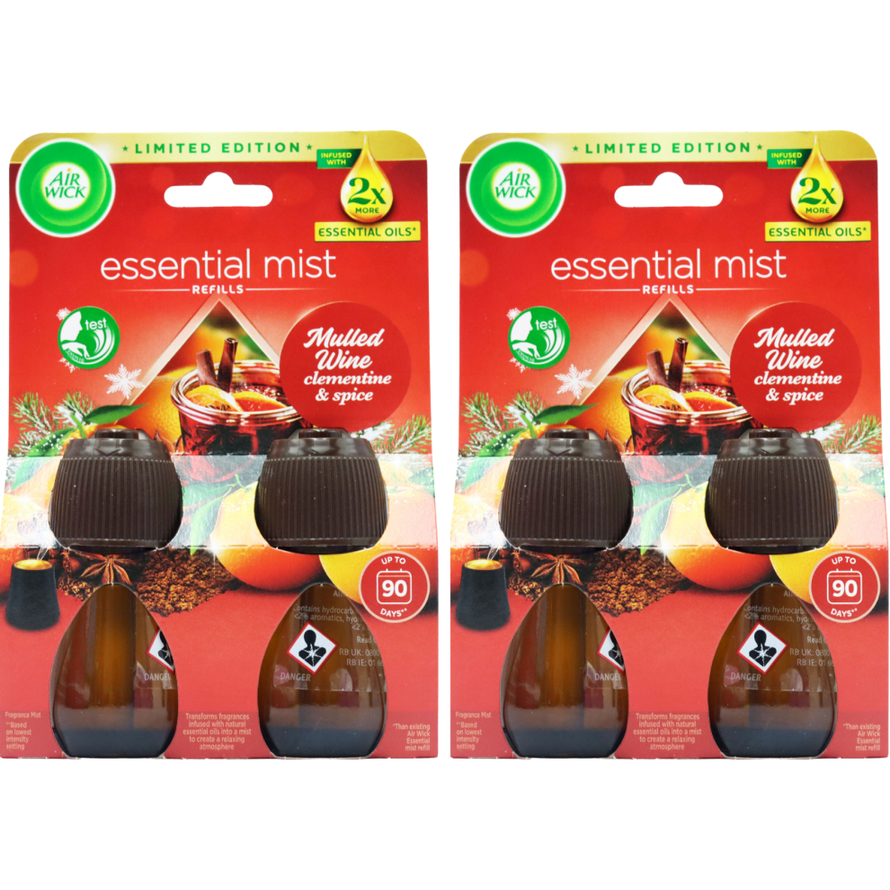 Air Wick 4 X Essential Oil Mist Refill - Mulled Wine (Clementine & Spice)