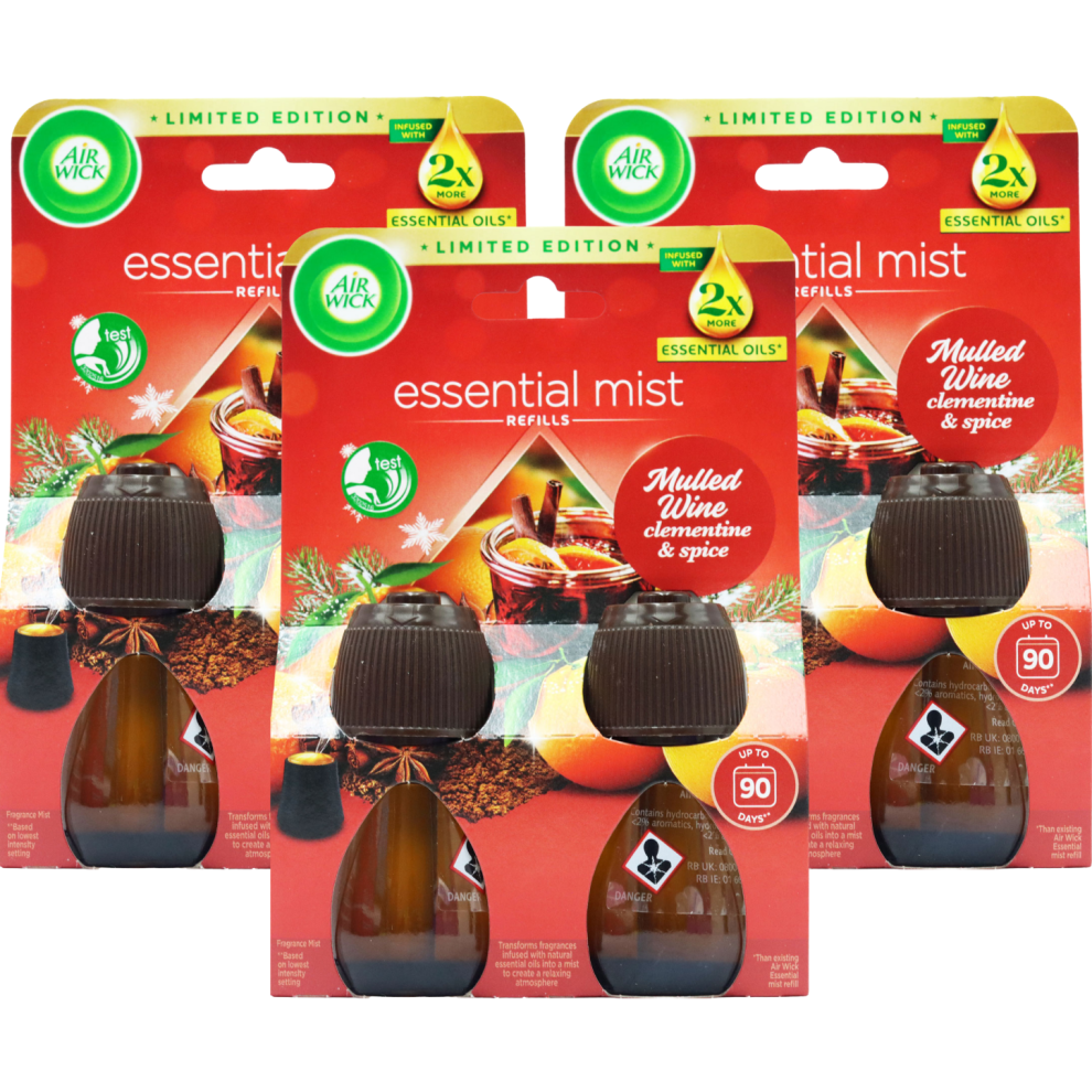 Air Wick 6 X Essential Oil Mist Refill - Mulled Wine (Clementine & Spice)