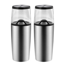 Electric Pepper Grinder Set Stainless Steel Automatic Salt Mill with LED Light and Adjustable Coarseness