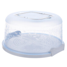 Round Cake Carrier with Handle and Secure Buckle Closure, Clear Lid Storage Box for Parties Blue