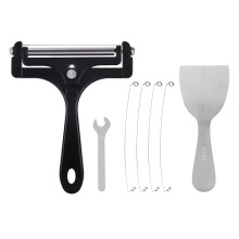 Cheese Slicer Set with Adjustable Thickness, Stainless Steel Wire Cutter, 4 Replacement Wires