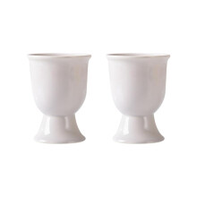 Set of 2 White Ceramic Egg Cups for Soft and Hard Boiled Eggs, Elegant Porcelain Holders for Breakfast