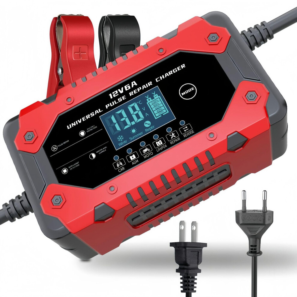 12V 6A Intelligent Battery Charger With Lcd For Car, Motorcycle And Bmw Motorrad C 400 X, Multiprotection 9053599190998
