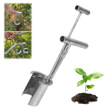 Stainless Steel Garden Transplanter Tool with Large Capacity Scoop and Comfort Grip for Planting