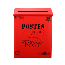 Vintage Wall Mounted Mailbox with Hooks, Large Retro Outdoor Mailbox for Newspapers, Red