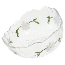 Glass Salad Bowl Set with Decorative Daisy Pattern, Stackable for Fruit, Snacks and Desserts