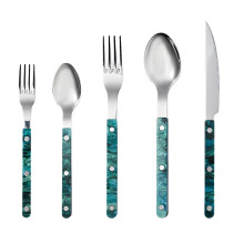 18/10 Stainless Steel Silverware Set for 10, 50Piece Rustproof Flatware with Elegant Green Handles for Home and Restaurant