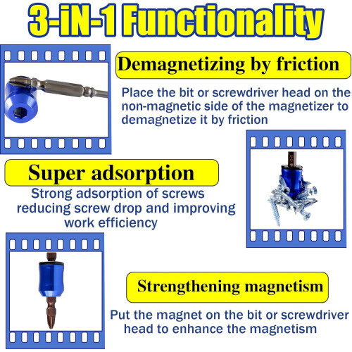 Magnetic Screwdriver Bit Holder Ring, Strong Hex Drill Magnetizer for Power Bits, Aluminum 6pcs 1