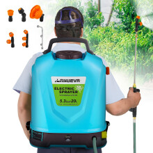 5.28 Gallon Battery Powered Backpack Sprayer, Electric Garden Sprayer with Adjustable Pressure and 6 Nozzles