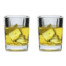 Square Shot Glasses Set of 2, 2.3 oz Clear Heavy Base Tequila and Whiskey Glasses