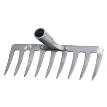 Heavy Duty Garden Rake Head 9 Tines Metal for Soil Loosening Weeding Landscaping Yard Maintenance