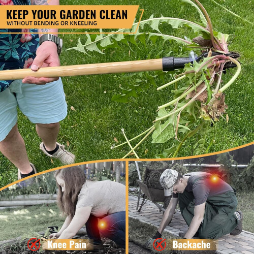 Stand Up Weed Puller with Ergonomic Long Handle, 4Claw Manual Root Removal Tool for Garden 2