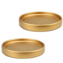 2PCS 4 Inch Gold Ceramic Plant Saucer Set for Indoor Flower Pots, Protects Surfaces and Decor