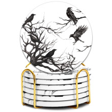 Anydesign 6PCS holder silhouette tree crows with Halloween Cups Branches Party Home Office Table Decor