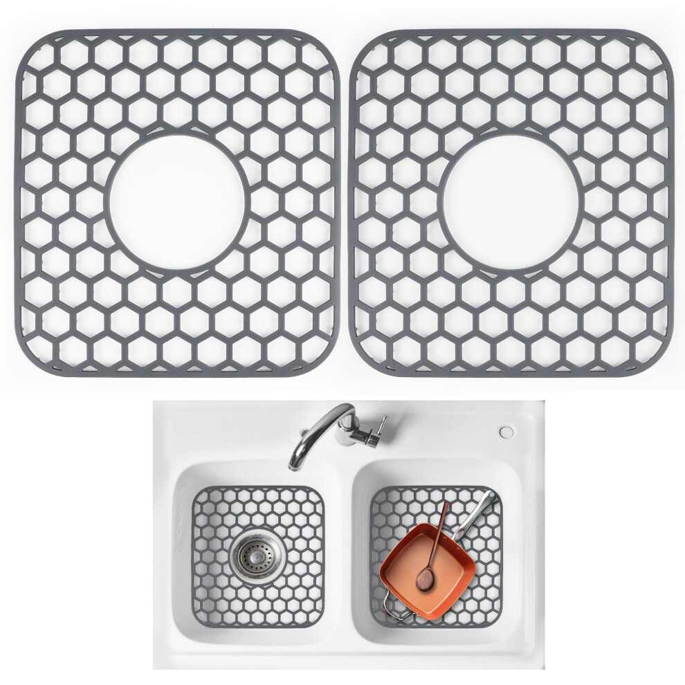 Kitchen Sink Protector, 2Pcs Heat Resistant Nonslip Silicone Sink Mat With Drainage, Dishwasher Safe 9113335556157