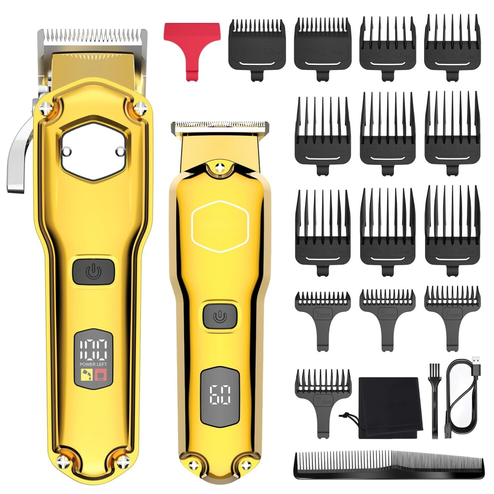 Hair Clippers for Men, 2PCS Professional Cordless Hair Trimmer Set USB Rechargeable for Barber