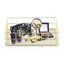 Gold Wire Basket Set with Dual Size Options, Elegant Metal Storage for Kitchen, Bathroom and Home