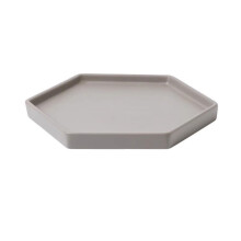 Large Hexagon Ceramic Plant Saucer Grey XL Flower Pot Drip Tray for Indoor Outdoor Use