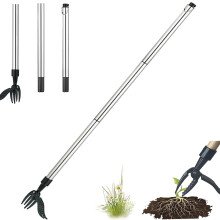 Stand Up Weed Puller with Adjustable Long Handle, 4Claw Lawn and Garden Remover Tool
