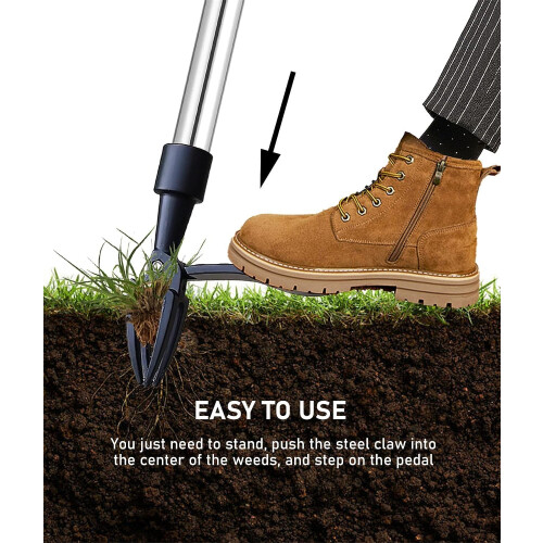 Stand Up Weed Puller with Adjustable Long Handle, 4Claw Lawn and Garden Remover Tool 2