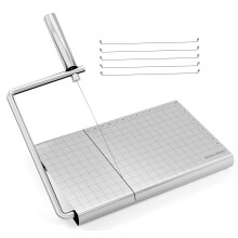 Cheese Slicer Stainless Steel Cutter with Adjustable Thickness Scale and Serving Board