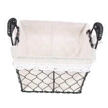 Farmhouse Style Wire Fruit Basket with Durable Metal Frame and Easy Carry Handles for Kitchen Counter