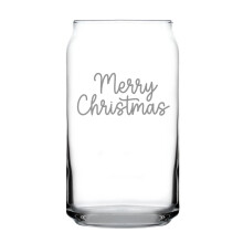 Christmas Pint Glass Hand Engraved Etched 16oz Can Shape Holiday Beer Glass Dishwasher Safe