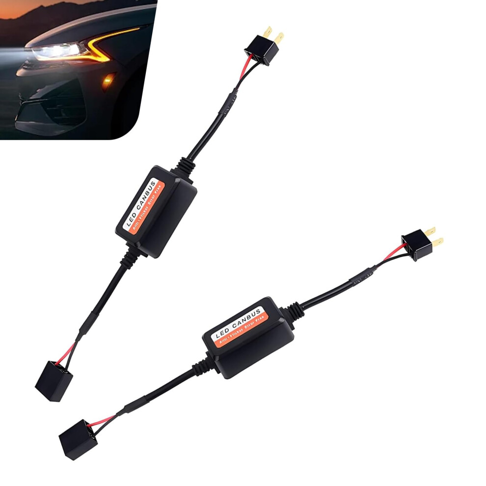 2Pcs Canbus Led Decoder H7 Headlight Adapter Antiflicker Error Harness For Cars Black 9455672684590