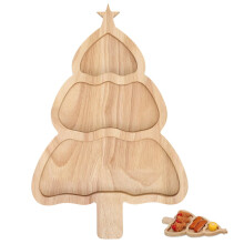 Christmas Tree Serving Tray with Handles, Durable Bamboo Holiday Snack Board for Festive Appetizers