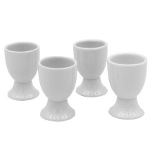 Porcelain Egg Cups Set of 4 ChipResistant OvenSafe White Ceramic Holders for Soft or Hard Boiled Eggs