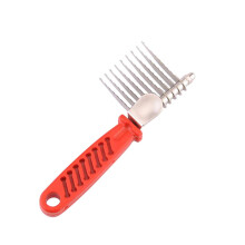 Pet Grooming Brush and Deshedding Tool for Dogs and Cats with Ergonomic Grip Removes Tangles