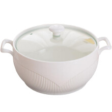 Ceramic Cooking Pot 2500ml with Glass Lid, Heat Resistant Clay Vegetable Bowl for Stews and Soups
