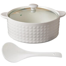Large Porcelain Soup Tureen with Glass Lid and Spoon, Elegant Gold Design Serving Bowl for Kitchen