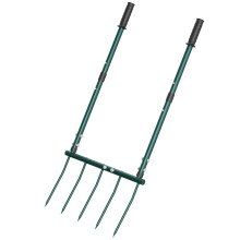 Heavy Duty Broadfork Garden Tool 5 Tines Pitchfork for Aerating Clay Soil with Ergonomic UShaped Frame