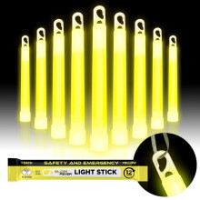 Emergency Glow Sticks 10PCS 6' Yellow 12Hour Waterproof Survival Lights for Camping Hiking