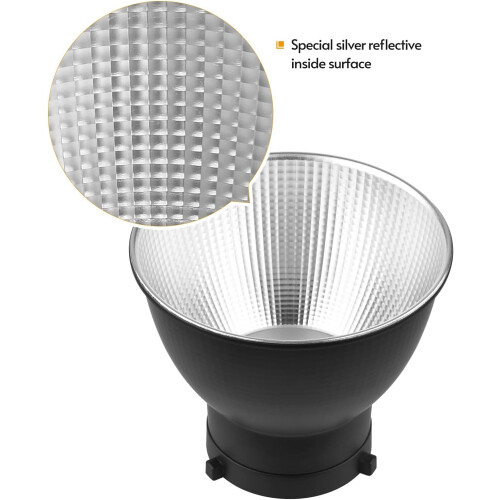 7 Inch Studio Strobe Light Reflector with Silver Interior Compatible with Bowens Mount for Soft Uniform Lighting 1