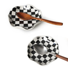 Spoon Rest Set of 2 Ceramic Spoon Holder for Stove Heat Resistant Kitchen Counter Black White